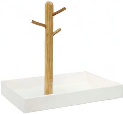 Key Tray for Entryway Table, Catchall Tray Organizer with 3 Tiers Wood Rack for Keys, Bracelets, Watches, Jewelry, Phone (Square)