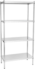 18" x 36" NSF Stainless Steel 4-Shelf Kit with 74" Posts, Heavy Duty Storage Shelving, Wire Shelving Kit, NSF Commercial Storage Rack Unit