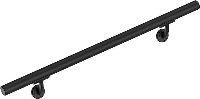 Meranti Aluminum Handrail for Indoor or Outdoor Steps and Stairs – Hand Rails for Elderly – DIY Complete Stair Railing Kit (AHR, Black Textured, 4' Length)