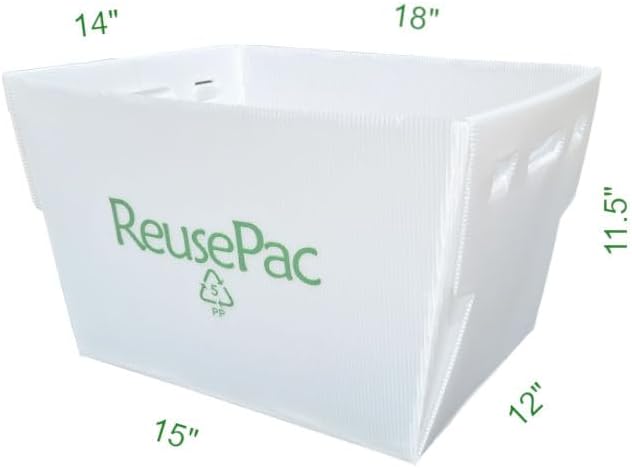 Postal Mail Tote Nestable Box, Storage Bin Container, Laundry Basket for Home and Business, Corrugated Plastic, Lightweight, Heavy Duty, Foldable,10 Gal (off-White 6 Pack)