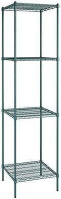 24" x 24" NSF Green Epoxy 4-Shelf Kit with 96" Posts, Heavy Duty Storage Shelving, Wire Shelving Kit, NSF Commercial Storage Rack Unit