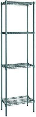 14" x 24" NSF Green Epoxy 4-Shelf Kit with 86" Posts, Heavy Duty Storage Shelving, Wire Shelving Kit, NSF Commercial Storage Rack Unit