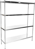 18" x 60" NSF Stainless Steel 4-Shelf Kit with 74" Posts, Heavy Duty Storage Shelving, Wire Shelving Kit, NSF Commercial Storage Rack Unit