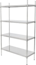 18" x 48" NSF Stainless Steel 4-Shelf Kit with 74" Posts, Heavy Duty Storage Shelving, Wire Shelving Kit, NSF Commercial Storage Rack Unit