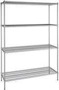 21" x 60" NSF Chrome 4-Shelf Kit with 86" Posts, Heavy Duty Storage Shelving, Wire Shelving Kit, NSF Commercial Storage Rack Unit