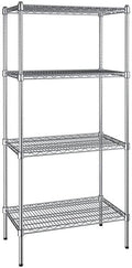 18" x 30" NSF Chrome 4-Shelf Kit with 64" Posts, Heavy Duty Storage Shelving, Wire Shelving Kit, NSF Commercial Storage Rack Unit