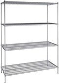 30" x 72" NSF Chrome 4-Shelf Kit with 96" Posts, Heavy Duty Storage Shelving, Wire Shelving Kit, NSF Commercial Storage Rack Unit