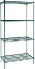 24" x 42" NSF Green Epoxy 4-Shelf Kit with 86" Posts, Heavy Duty Storage Shelving, Wire Shelving Kit, NSF Commercial Storage Rack Unit