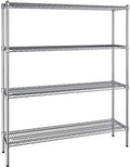 14" x 54" NSF Chrome 4-Shelf Kit with 64" Posts, Heavy Duty Storage Shelving, Wire Shelving Kit, NSF Commercial Storage Rack Unit