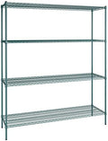 21" x 72" NSF Green Epoxy 4-Shelf Kit with 86" Posts, Heavy Duty Storage Shelving, Wire Shelving Kit, NSF Commercial Storage Rack Unit