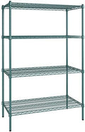 21" x 42" NSF Green Epoxy 4-Shelf Kit with 64" Posts, Heavy Duty Storage Shelving, Wire Shelving Kit, NSF Commercial Storage Rack Unit