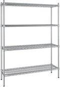 14" x 48" NSF Stainless Steel 4-Shelf Kit with 64" Posts, Heavy Duty Storage Shelving, Wire Shelving Kit, NSF Commercial Storage Rack Unit