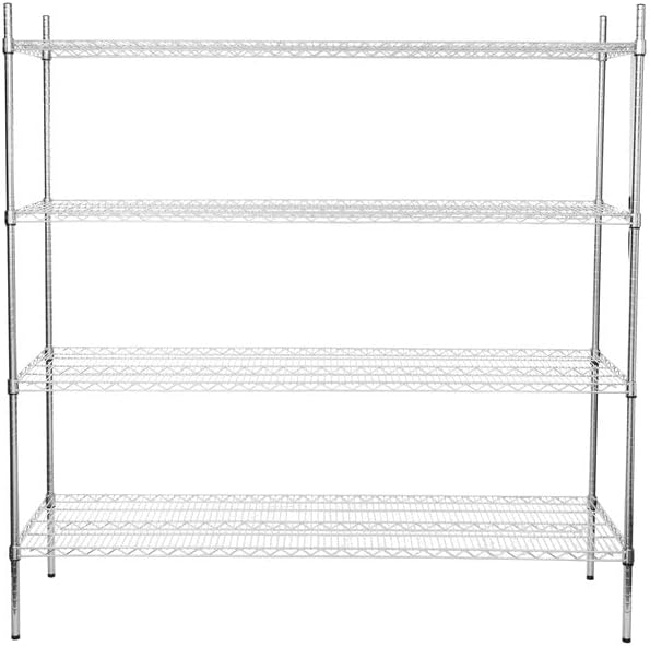 21" x 60" NSF Chrome 4-Shelf Kit with 74" Posts, Heavy Duty Storage Shelving, Wire Shelving Kit, NSF Commercial Storage Rack Unit