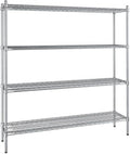 14" x 60" NSF Stainless Steel 4-Shelf Kit with 64" Posts, Heavy Duty Storage Shelving, Wire Shelving Kit, NSF Commercial Storage Rack Unit