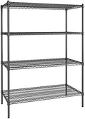 24" x 48" NSF Black Epoxy 4-Shelf Kit with 64" Posts, Heavy Duty Storage Shelving, Wire Shelving Kit, NSF Commercial Storage Rack Unit