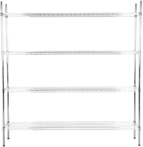 18" x 72" NSF Chrome 4-Shelf Kit with 74" Posts, Heavy Duty Storage Shelving, Wire Shelving Kit, NSF Commercial Storage Rack Unit