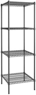 24" x 24" NSF Black Epoxy 4-Shelf Kit with 74" Posts, Heavy Duty Storage Shelving, Wire Shelving Kit, NSF Commercial Storage Rack Unit