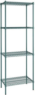 18" x 30" NSF Green Epoxy 4-Shelf Kit with 86" Posts, Heavy Duty Storage Shelving, Wire Shelving Kit, NSF Commercial Storage Rack Unit