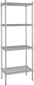 14" x 24" NSF Stainless Steel 4-Shelf Kit with 64" Posts, Heavy Duty Storage Shelving, Wire Shelving Kit, NSF Commercial Storage Rack Unit