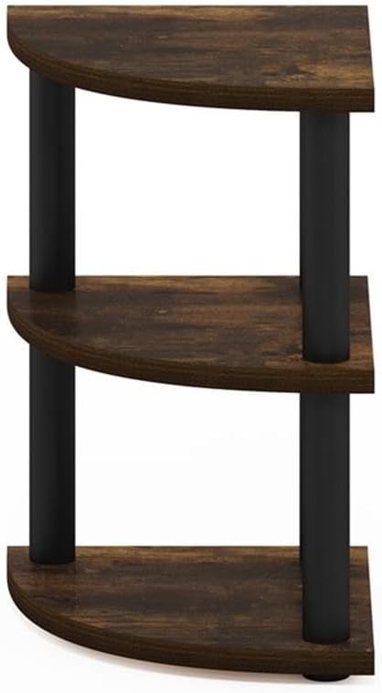 Pemberly Row 3-Tier Corner Countertop Organizer Shelf in Amber Pine/Black