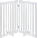 unipaws 36”H Free Standing Pet Gate for Dog and Cat, Wooden Dog Gates for Doorway, Stairs, Room Divider, Step Over Foldable Pet Fence for The House, Expandable Barrier, Indoor Use, White
