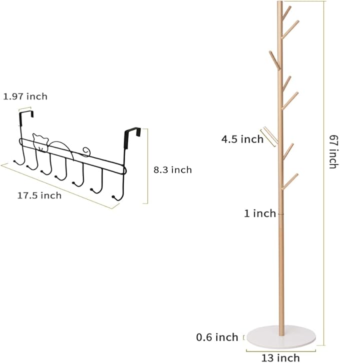 Metal Coat Rack Freestanding Stand Tree with Stable Marble Base Modern Minimalist Hat Jacket Hanger Stand for Bedroom Office Entryway