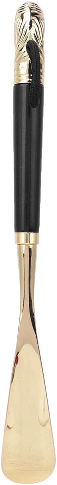 Shoe Horn, Long Handled Metal Lion Head Shoe Lifter with Non-Slip Handle, Beech Wood and Brass, 49cm for Men and Women