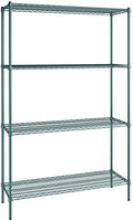 18" x 54" NSF Green Epoxy 4-Shelf Kit with 86" Posts, Heavy Duty Storage Shelving, Wire Shelving Kit, NSF Commercial Storage Rack Unit