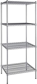24" x 30" NSF Chrome 4-Shelf Kit with 74" Posts, Heavy Duty Storage Shelving, Wire Shelving Kit, NSF Commercial Storage Rack Unit