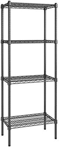14" x 24" NSF Black Epoxy 4-Shelf Kit with 64" Posts, Heavy Duty Storage Shelving, Wire Shelving Kit, NSF Commercial Storage Rack Unit