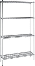 14" x 48" NSF Chrome 4-Shelf Kit with 86" Posts, Heavy Duty Storage Shelving, Wire Shelving Kit, NSF Commercial Storage Rack Unit