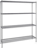 18" x 72" NSF Chrome 4-Shelf Kit with 86" Posts, Heavy Duty Storage Shelving, Wire Shelving Kit, NSF Commercial Storage Rack Unit