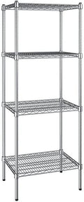 18" x 24" NSF Chrome 4-Shelf Kit with 64" Posts, Heavy Duty Storage Shelving, Wire Shelving Kit, NSF Commercial Storage Rack Unit