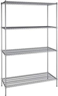 24" x 60" NSF Chrome 4-Shelf Kit with 96" Posts, Heavy Duty Storage Shelving, Wire Shelving Kit, NSF Commercial Storage Rack Unit