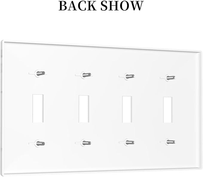 White Marble Abstract Luxurious Print Light Switch Covers Quad Toggle Electrical Faceplate 4 Gang Wall Plate Decorative Switch Plates Cover for Bathroom Kitchen Home Decor
