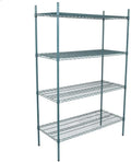 21" x 48" NSF Green Epoxy 4-Shelf Kit with 74" Posts, Heavy Duty Storage Shelving, Wire Shelving Kit, NSF Commercial Storage Rack Unit