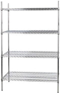 24" x 48" NSF Stainless Steel 4-Shelf Kit with 74" Posts, Heavy Duty Storage Shelving, Wire Shelving Kit, NSF Commercial Storage Rack Unit