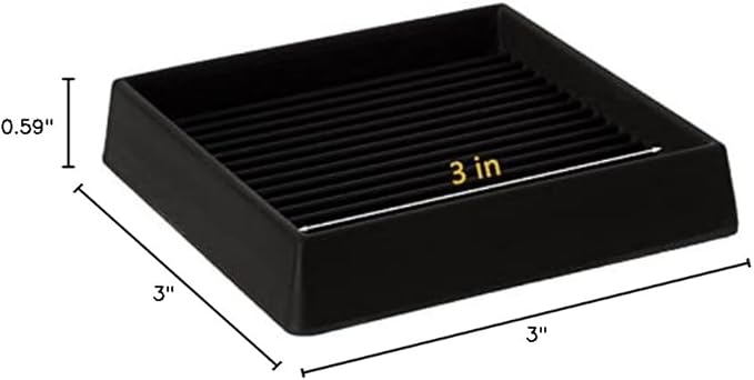 3X3 Rubber Caster Cups, Non Slip Furniture Pads, Anti-Slip Furniture Gripper, Anti Skid Furnitures Feet, Anti Slide Floor Protector for Bed Couch Stoppers (4 Pack, Black)