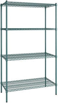 21" x 42" NSF Green Epoxy 4-Shelf Kit with 74" Posts, Heavy Duty Storage Shelving, Wire Shelving Kit, NSF Commercial Storage Rack Unit