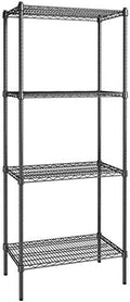18" x 30" NSF Black Epoxy 4-Shelf Kit with 74" Posts, Heavy Duty Storage Shelving, Wire Shelving Kit, NSF Commercial Storage Rack Unit