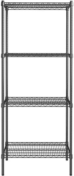 18" x 30" NSF Black Epoxy 4-Shelf Kit with 74" Posts, Heavy Duty Storage Shelving, Wire Shelving Kit, NSF Commercial Storage Rack Unit