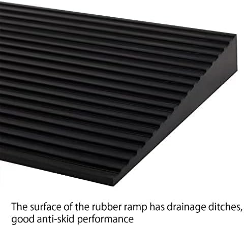 1.8'' Rise Solid Rubber Wheelchair Ramp,Threshold Ramp Used for Thresholds,Doorways and Bathroom (High:1.8 Inch(Pack of 1)) Black