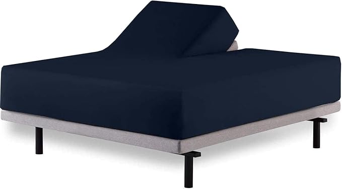 Top Split Queen Fitted Sheet Only for Adjustable beds, Split Down 28 inches from The Top, 600 Thread Count 100% Cotton Half Split Flex Head Fitted Sheet for Sleep Number Beds, Navy Blue