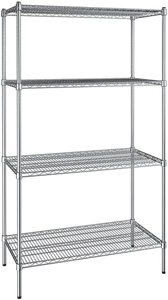 21" x 48" NSF Chrome 4-Shelf Kit with 74" Posts, Heavy Duty Storage Shelving, Wire Shelving Kit, NSF Commercial Storage Rack Unit