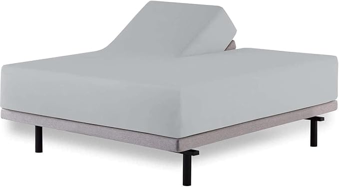 Top Split Queen Fitted Sheet Only for Adjustable beds, Split Down 32 inches from The Top, 600 Thread Count 100% Cotton Half Split Flex Head Fitted Sheet for Sleep Number Beds, Silver