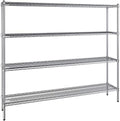14" x 72" NSF Chrome 4-Shelf Kit with 64" Posts, Heavy Duty Storage Shelving, Wire Shelving Kit, NSF Commercial Storage Rack Unit