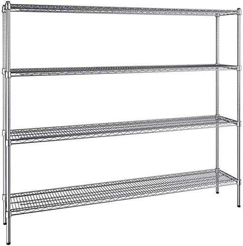 14" x 72" NSF Chrome 4-Shelf Kit with 64" Posts, Heavy Duty Storage Shelving, Wire Shelving Kit, NSF Commercial Storage Rack Unit