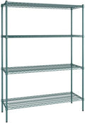 18" x 54" NSF Green Epoxy 4-Shelf Kit with 74" Posts, Heavy Duty Storage Shelving, Wire Shelving Kit, NSF Commercial Storage Rack Unit