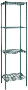 18" x 24" NSF Green Epoxy 4-Shelf Kit with 86" Posts, Heavy Duty Storage Shelving, Wire Shelving Kit, NSF Commercial Storage Rack Unit