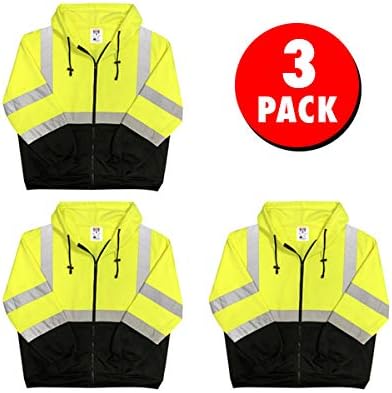 Lightweight High Visibility Hooded Jacket, 3 Pack, X-Large